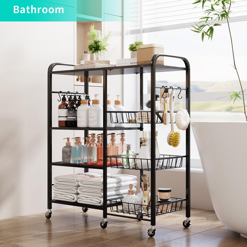 HapiRm Rolling Kitchen Microwave Cart - 4 Tier Microwave Table