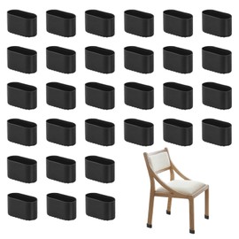 Pack of 30 Oval Chair Leg Protective Covers, 40 x 20 mm, Black, PVC Chair Leg Protectors for Furniture Legs, Floor Protection Caps for Chairs and Tables, Noise-Dampening and Non-Slip for Indoor and