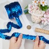 OLYCRAFT 11-Yard 1 Inch Elastic Sequin Trim Metallic Blue Stretch