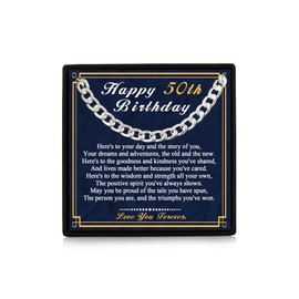 Rajputana 50th Birthday Gifts for Men,5mm Thick Cuban Silver Chain Mens Necklace 50th Necklace Birthday Gift Hypoallergenic Chains Jewelry Gifts