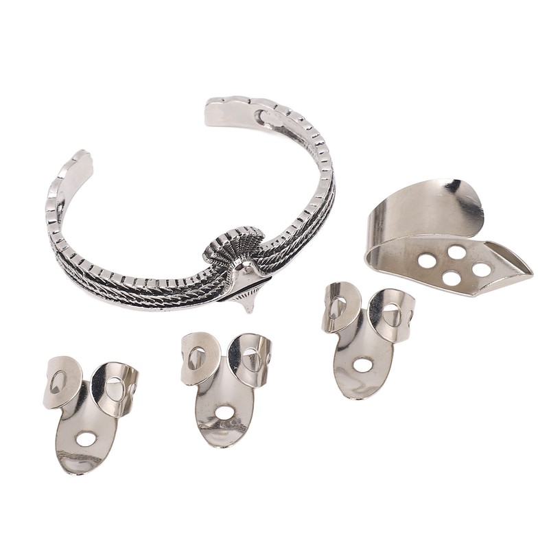 Guitar Pick Set with Alloy Bracelet Stainless Steel Finger Thumb