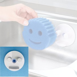 Small Kitchen Organization，Sponge Organizer, Scrubbing Sponge Holder with Suction Cup for Kitchen Sink, Self-Draining for Smile Sponges (Sponge Not Included)
