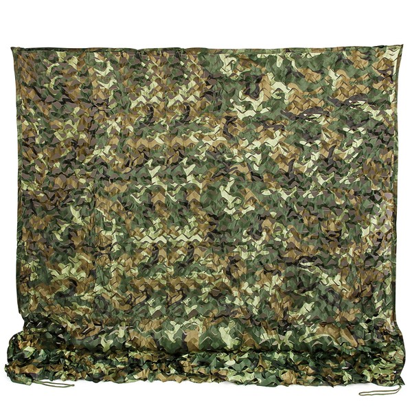 Ginsco Camo Netting, 6.5ft x 10ft 2m x 3m Woodland Camouflage Net for Hunting Blind Sunshade Camping Watching Hide Airsoft Shooting Military Theme Party Decorations Privacy Fence Screen