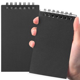 Tenceur 2 Pcs Pocket Notebook Bulk Small 3x5 Inch Spiral Notepads Mini Top Bound Spiral Notebook With Lined Pages 120 Pages Ruled Journals Memo Pads for Home Office College Work School (Black)