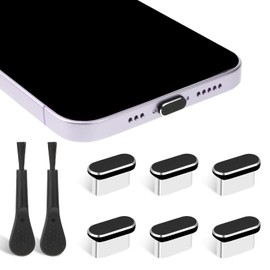 Hariendny Pack of 6 USB C Cover Protection Plugs, Dust Protection, Dust Plug, Type-C Dust Cover, Anti Dust Cover Caps, Charging Port Caps Protection, 2 Cleaning Brushes for Mobile Phones