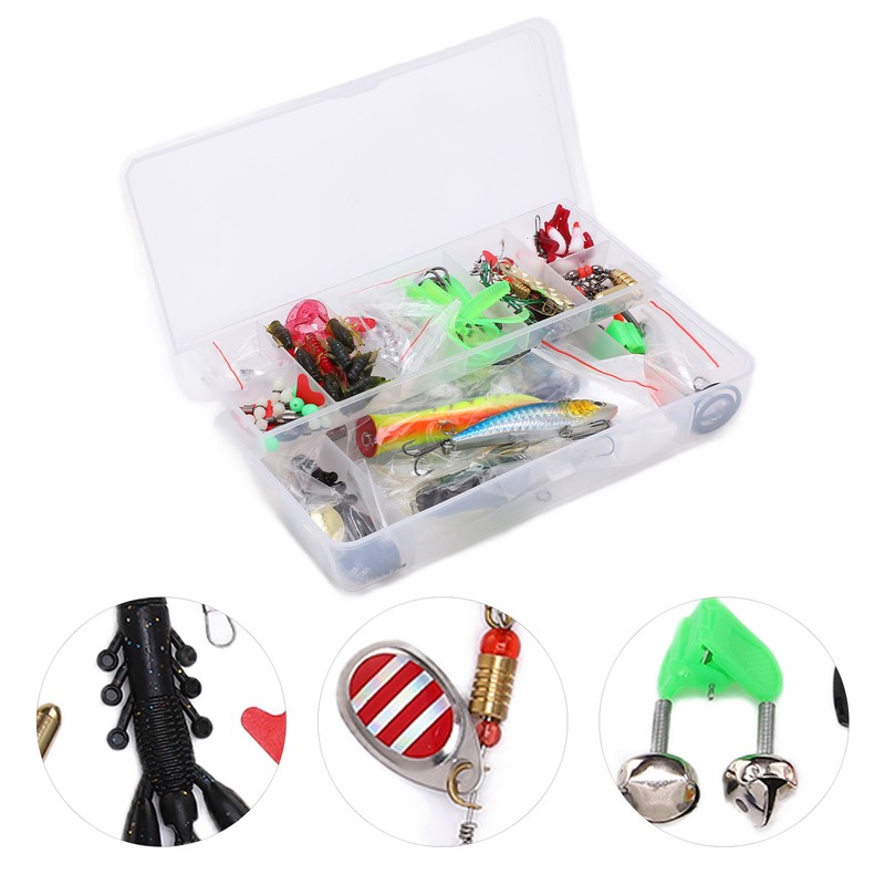 106pc Multifunctional Fishing Tackle Kit Metal Spoon Fishing Mixed Hard
