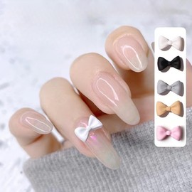 Nail Art Nail Parts 3D Ribbon Stones 5 Colors Set, Cute Bowknot Design Nail Art Stone Set, 100 Pieces, 3D Decoration for Crafts
