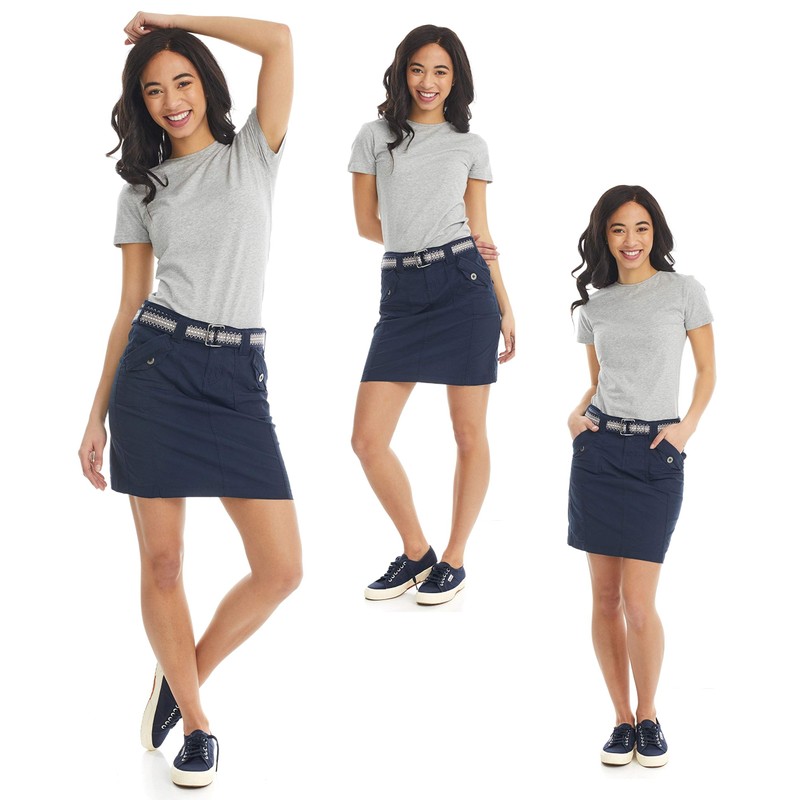 Suko jeans Womens Mid Rise Stretch Poplin Cargo Skirt with