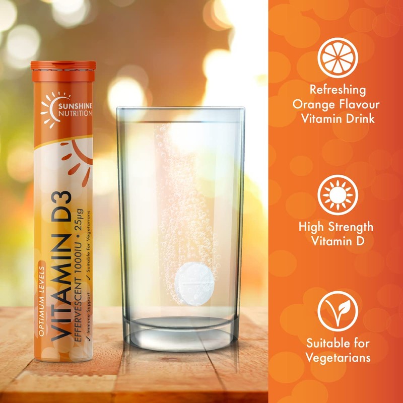 Sunshine Nutrition Vitamin D Effervescent Tablets - Dissolvable High Strength