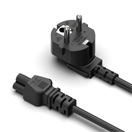 Mezelon E Scooter Charging Cable 2 m Power Cable for Ninebot MAX G30, G30D, G30D2, F65D - Protective Contact Plug Type F (CEE 7/4) 90° Angled to IEC C5 Socket 2.5 A Universal Power Cable
