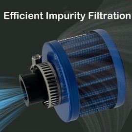 Universal Cold Air Intake Filter, 12mm Air Intake Filter High Performance Turbo Vent Breather for Car & Motorcycle (Blue)