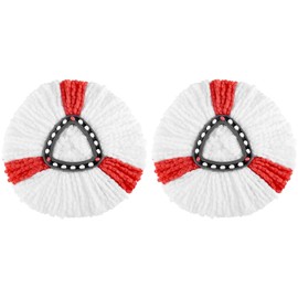 OFKP 2 Pcs Mop Heads, Spin Mop Replacement, Microfibre Triangle Swivel Mops, Compatible with Vileda, Machine Washable(White + Red)