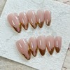 CkeYesOwn French Tip Handmade Press On Nails Almond- Cat Eye