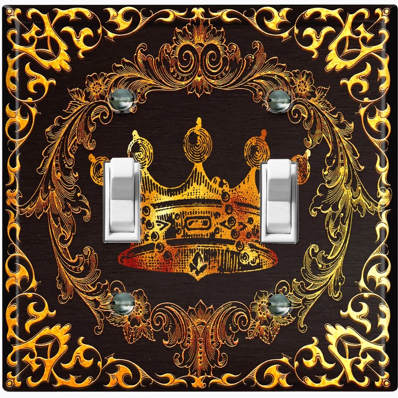 Metal Light Switch Plate Cover Elegant Black Crown Frame FRA021