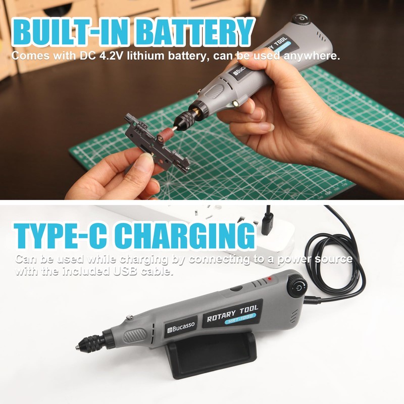 Bucasso Variable Speed Rotary Tool Kit with 2.0 universal chuck