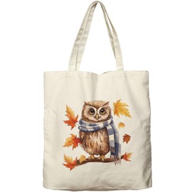 Dlzdn Fall Owl Canvas Tote Bag For Women Aesthetic Shopping Grocery Bag Beach Bag Gifts for Women Teacher Bag Reusable Grocery Bag Thanksgiving Day Gift