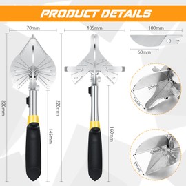 Lothee Miter Shear for Angular Cutting Molding Quarter Round Cutter Trunking Shear Adjustable at 22.5 to 135 Degree Trim Cutter Hand Tool for Wood Plastic with Replacement Blade(Mixed, 2 Pcs)