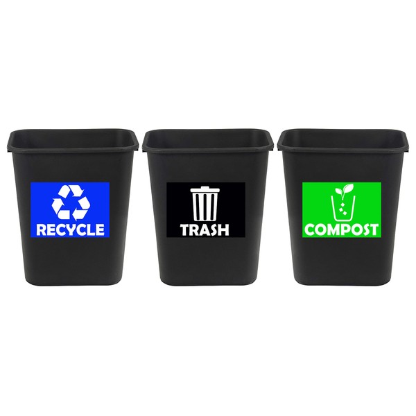 Trash Recycle Compost Stickers Set of 3 Recycle Vinyl Decal