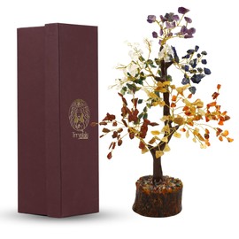 Trrystals Seven Chakra Natural Gemstone Tree – Feng Shui Crystal Bonsai for Positivity, Prosperity, Chakra Healing, Home Decor, Reiki Energy, Good Luck & Spiritual Gifts, 100% Natural Gemstones