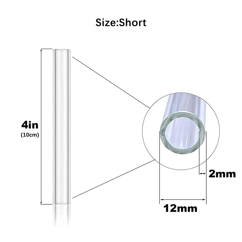 Reusable Glass Straws Set, Clear Glass Drinking Tubes Including 5*Short