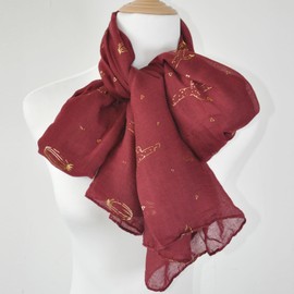 MULNRO boho floral scarf for women - lightweight chiffon shawl with print, stylish cotton scarf, plus size spring accessory (cr-C02)