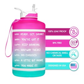 Hydro mate NatureWorks HydroMATE Pink Turquoise half gallon w/ Time Markers BPA Free 64 oz