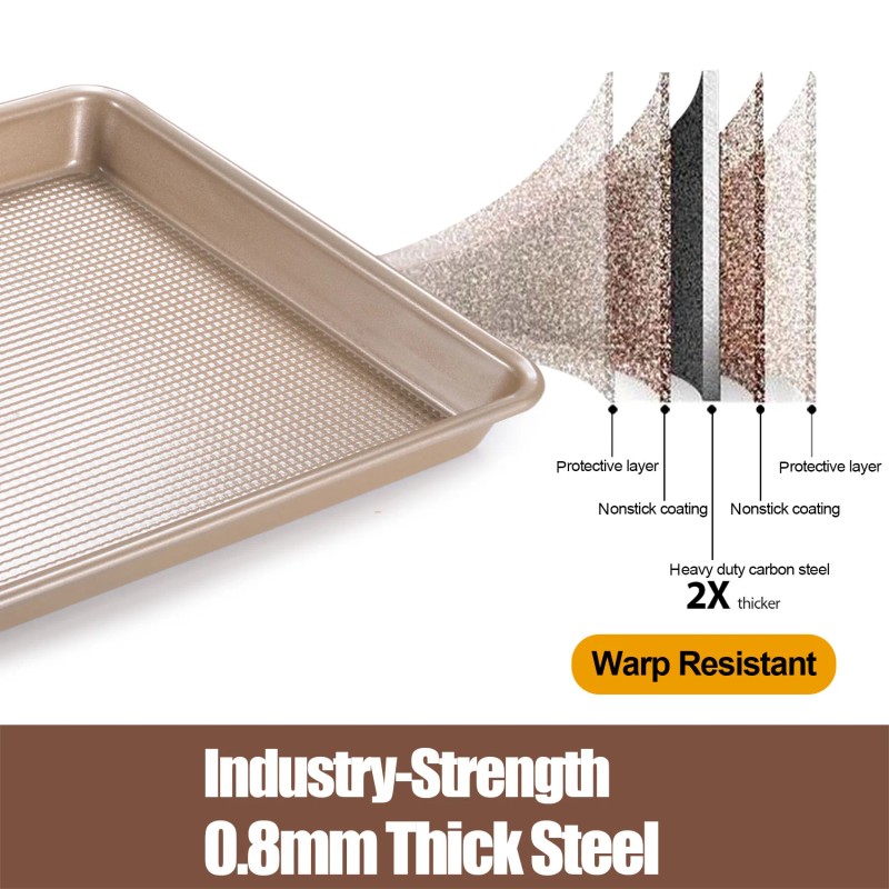 JOHO BAKING Heavy Duty Jelly Roll / Quarter Sheet Pans