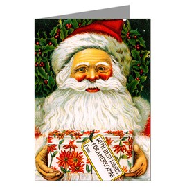 12 Assorted Vintage Santas Victorian Christmas Holiday Notecard Set