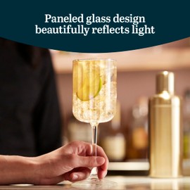 Libbey Paneled Stemmed Wine Glasses Set of 4, 13.5 Oz Fine Ribbed Line Clear All-Purpose for Cocktails and Spritzers