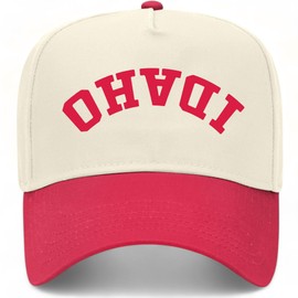 Idaho Upside Down Reversed Vintage Trucker Hat | ID | Premium Adjustable Snapback Baseball Hat for Men & Women (US, Alpha, One Size, Red/Natural)