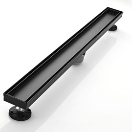 AVSIILE Linear Shower Floor Drain, Black 30 Inch 304 Stainless Steel Bathroom Drains Kit, Rectangular Shower Trench Drain with Reversable Tile-in Pattern Drain Cover & Hair Catcher