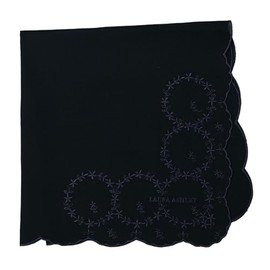 Laura Ashley 05601197 Handkerchief Embroidery Handkerchief, Women's, Small Flower Pattern, Black