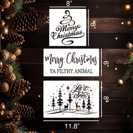 Christmas Stencils for Crafts Reusable Christmas Doormat Stencils Xmas Holiday Stencil for Painting on Wood Window Door Mats Fabrics Decor