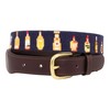 Full Grain Leather Needlepoint Belts for Men Handmade w/Cotton &