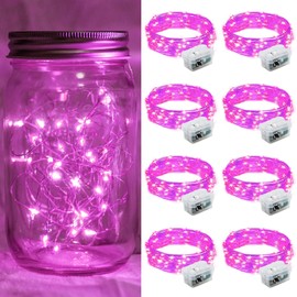 chzk 8 Pack LED Fairy Lights Battery Operated, 7Ft 20LED Mini String Lights Waterproof Twinkle Firefly Starry for Mason Jars Wedding Christmas Party Bedroom Decor