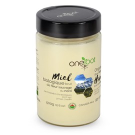 Oneroot 100% Organic Canadian Flower Honey - 17.6 Oz/1.1 Lbs, White Honey Wildflower Unfiltered, Unheated & Creamed, Nutrient Rich Raw Wildflower With Enzymes, Thick Natural Sweetener