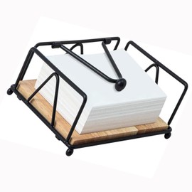BOBOZHONG Serviettenhalter Schwarz Holz,Serviettenspender,Serviettenhalter Metall Vintage Flacher mit Beschwerer Quadratische Papierserviettenhalter für Arbeitsplatte, Küche,Esstisch,Party Dekoration