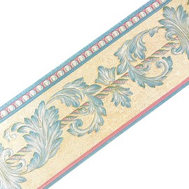 Simplemuji Self Adhesive 3D Blue Flower Waterproof Wallpaper Border Peel and Stick for Bathroom Kitchen Counter Top Tiles Sticker,4 Inch by 16.5 Feet