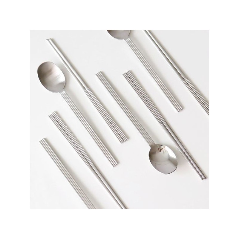1+1 Domestic Premium Kamome Kitchen Pleated Stainless Steel Spoon &