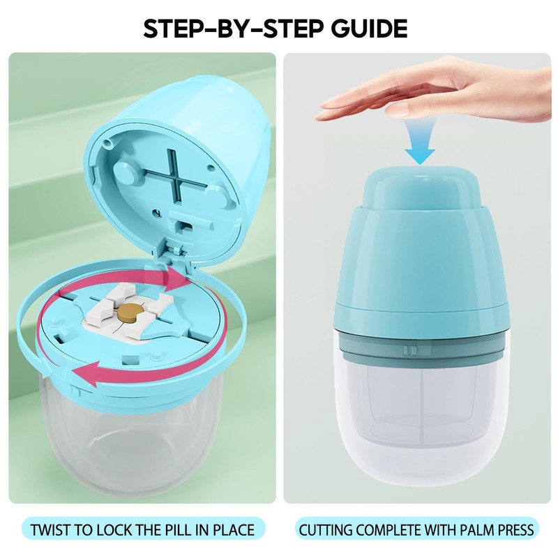 Pill Cutter 1/4 |Precision Quarter Cutter |3-SectionStorage |Crush-Free Blades |Compact