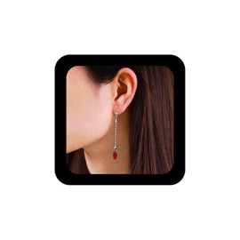 Aneneiceera Vintage Teardrop Ruby Earrings Red Crystal Dangle Earring Long Bead Chain Earring Red Rhinestone Earrings Jewelry for Women