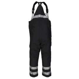 RefrigiWear Insulated Softshell Enhanced Visibility Bib Overalls for Men Work Gear –20°F Comfort, Black - Medium