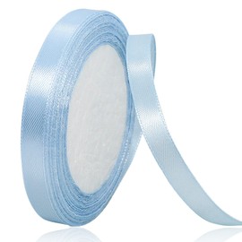 Light Blue Satin Ribbon 3/8 Inches x 25 Yards, Solid Color Fabric Ribbon for Gift Wrapping, Crafts, Hair Bows Making, Wreath, Wedding Party Decoration and Sewing Projects