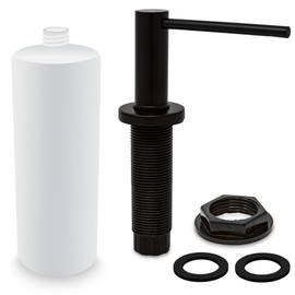 Metpure Built in Soap Dispenser for Kitchen Sink, Stainless Steel Countertop Pump. Refillable ABS 17oz. Bottle for Soap/Lotion (Matte Black)