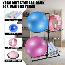 MANNIFEN Exercise Ball Holder,Stability Ball Rack, Exercise Ball and Balance Ball Storage Racks Suitable for Yoga Ball Stability Ball Yoga Mats Home and Commercial Gym ﻿