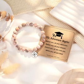 2025 Graduation Gift for Her - Class of 2025 Inspirational Compass Bracelet & Funny Pickle Gift Bundle, High School & University Graduation Jewelry Keepsake, Grad Present