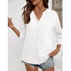LOMON Womens 3/4 Sleeve Button Down Shirts Cotton Linen Roll