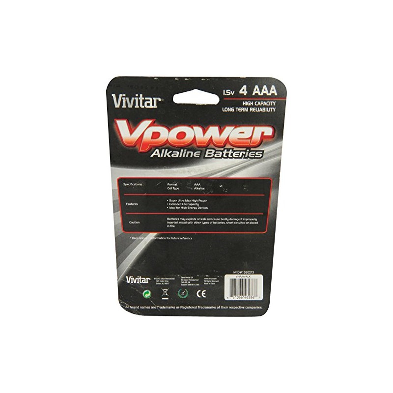 Vivitar V-4AAA-ALK AAA Alkaline Batteries, 4 Count