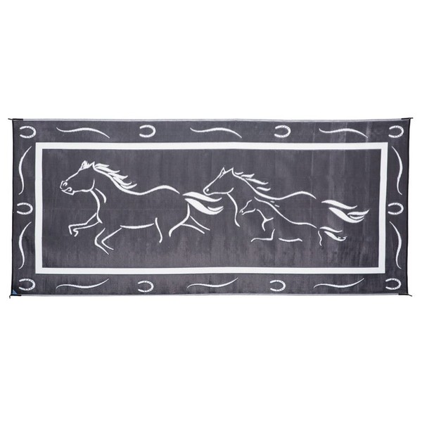 Stylish Camping GH8181 Black/White 8' x 18' Galloping Horses Mat, 1 Pack
