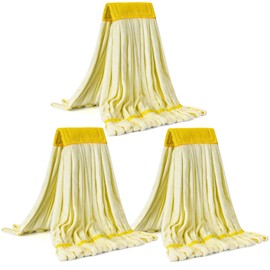 Matthew Cleaning Microfiber Tube Mop(Large,Yellow,3Pack) Heavy Duty Mop Head Replacement,Excellent Absorbency,Premium launderability,Reusable,Loop end for Home,Commercial and Industrial Use